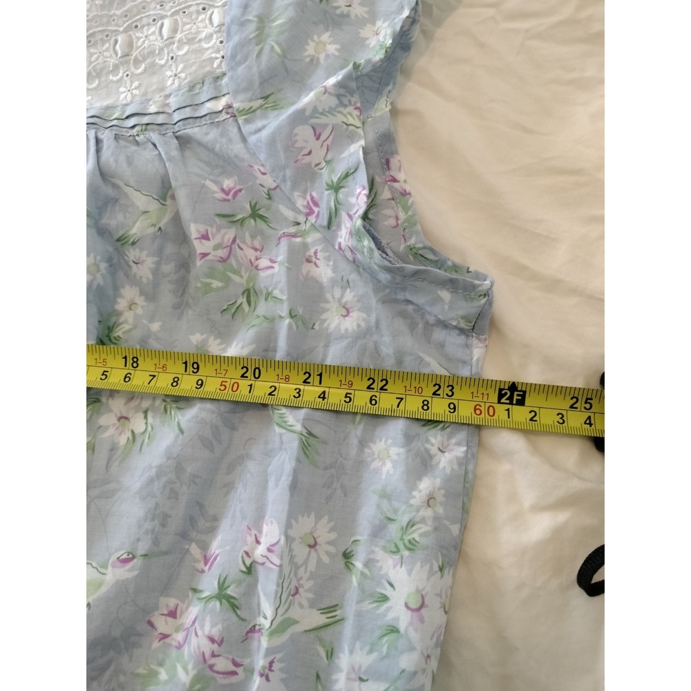 Lanz of Salzburg Robe Gown Set L Blue Hummingbird Floral 100% Cotton Eyelet Trim - Picture 11 of 16